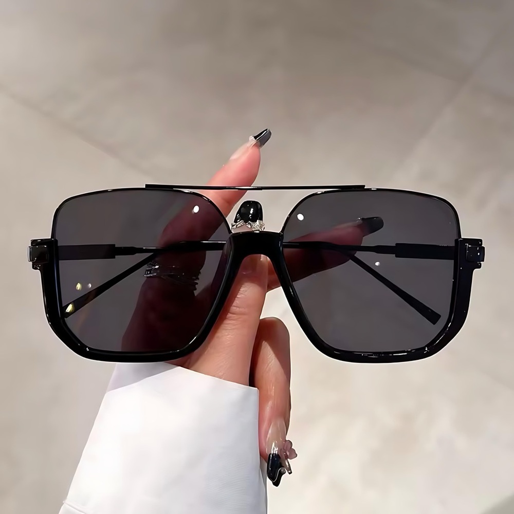 Vintage Double Bridge Sunglasses Oversized Sunglasses for Women Men
